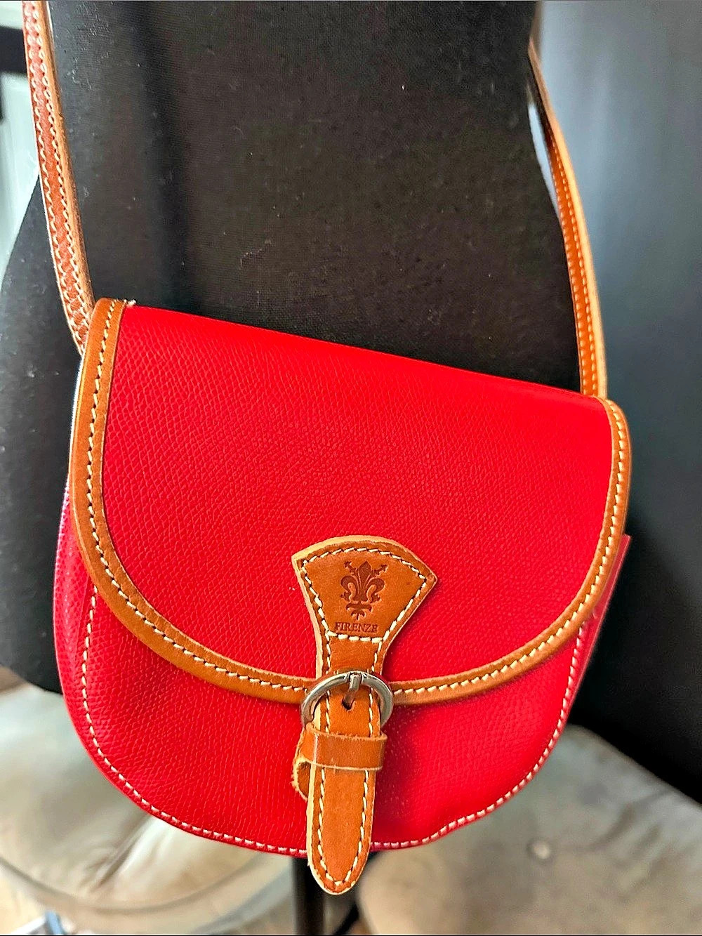 Firenze Leather Red Crossbody Bag